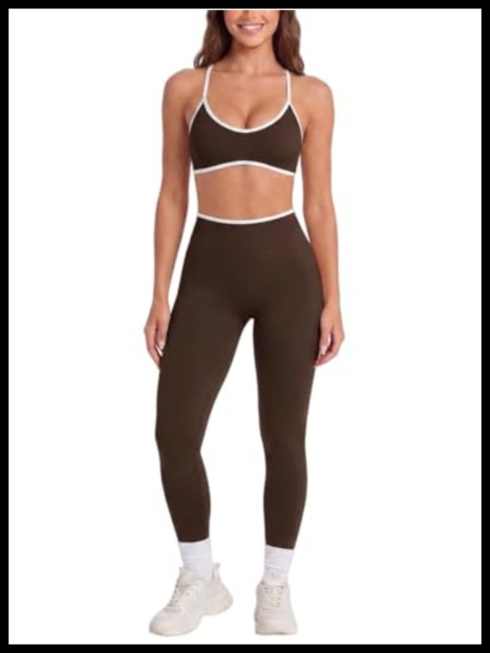 Seamless Two Piece Workout Set Sports Bra Leggings Gym Yoga Pilates
